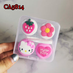 סט קופסת אחסון + 2 מחסניות לעדשות מגע בעיצוב הלו קיטי + ציוד לטיפול בעדשות מגע